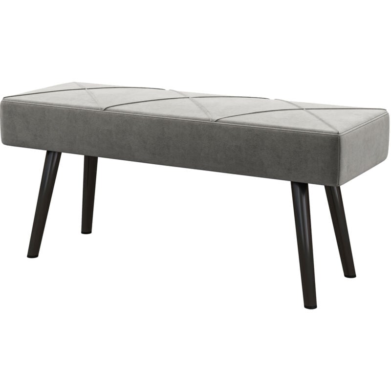 foto del prodotto panca fondoletto imbottita in velluto e acciaio 100x36x45 cm grigio nero homcom