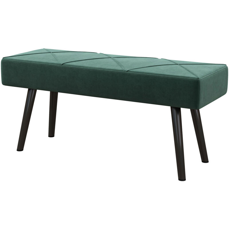 foto del prodotto panca fondoletto imbottita in velluto e acciaio 100x36x45 cm verde nero homcom