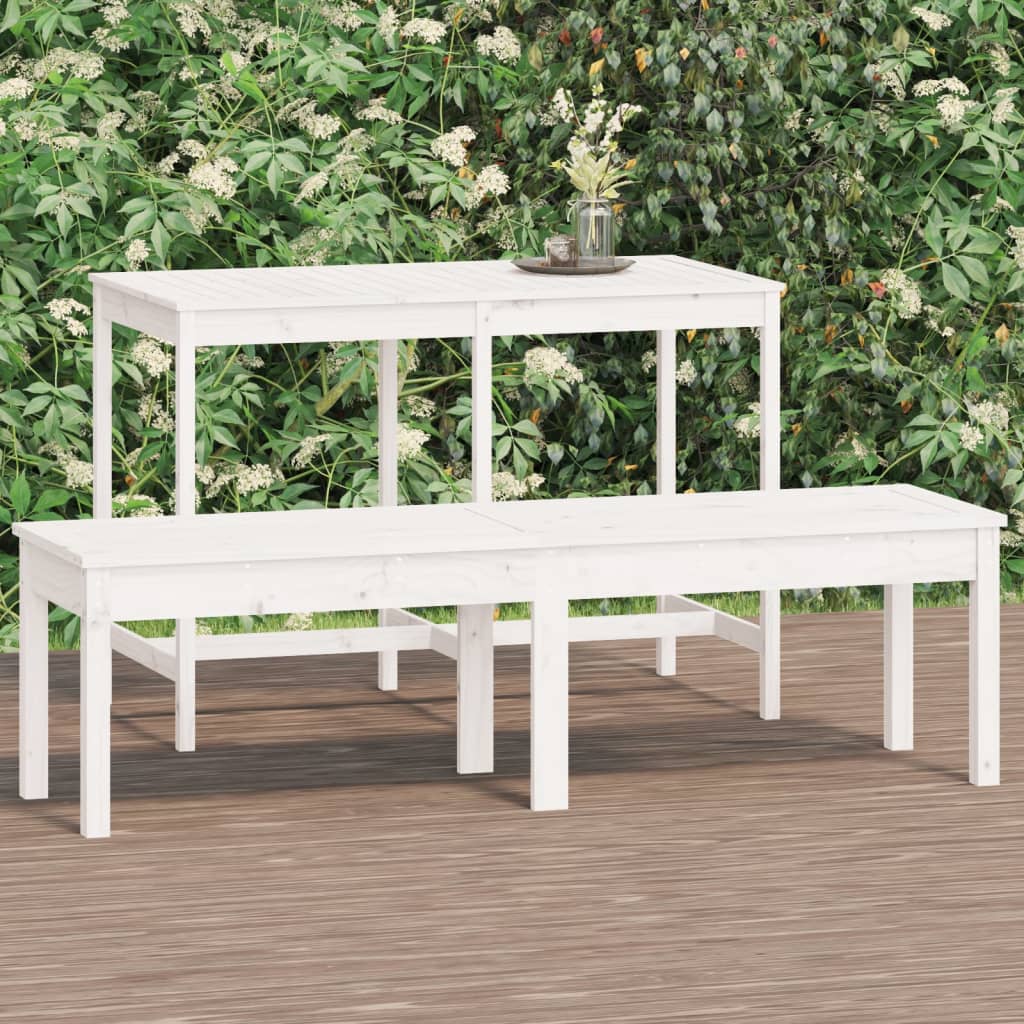 foto del prodotto panca giardino 2 posti bianca 159,5x44x45cm legno massello pinocod mxl 129885