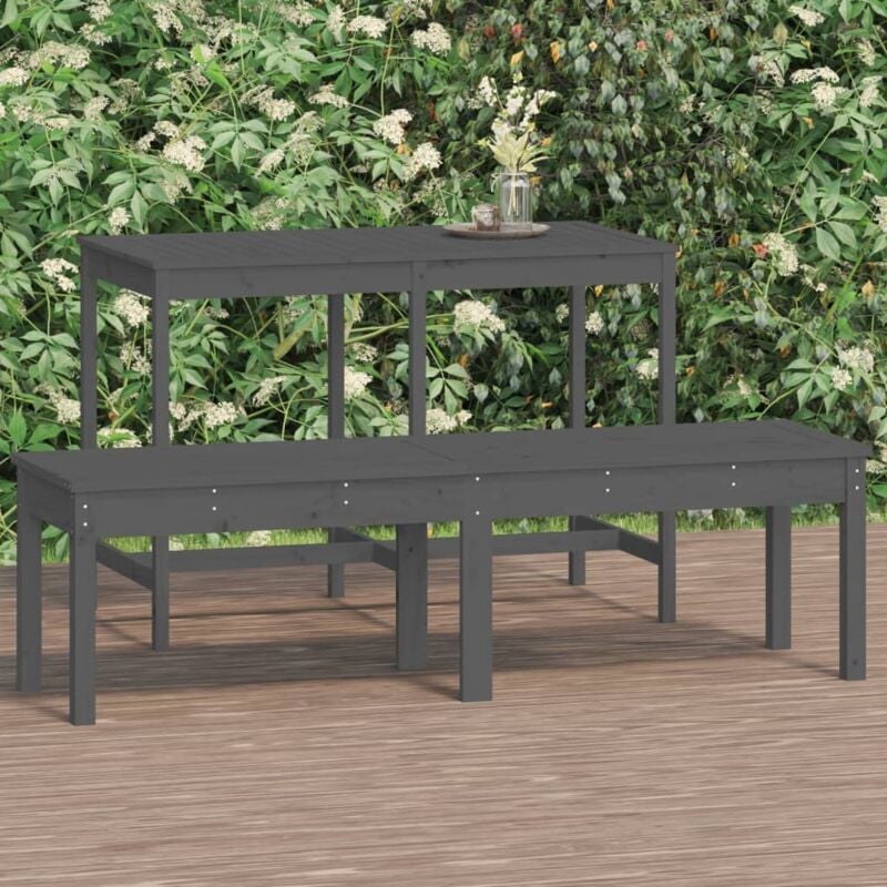 foto del prodotto panca giardino 2 posti grigia 159,5x44x45cm legno massello pino vidaxl