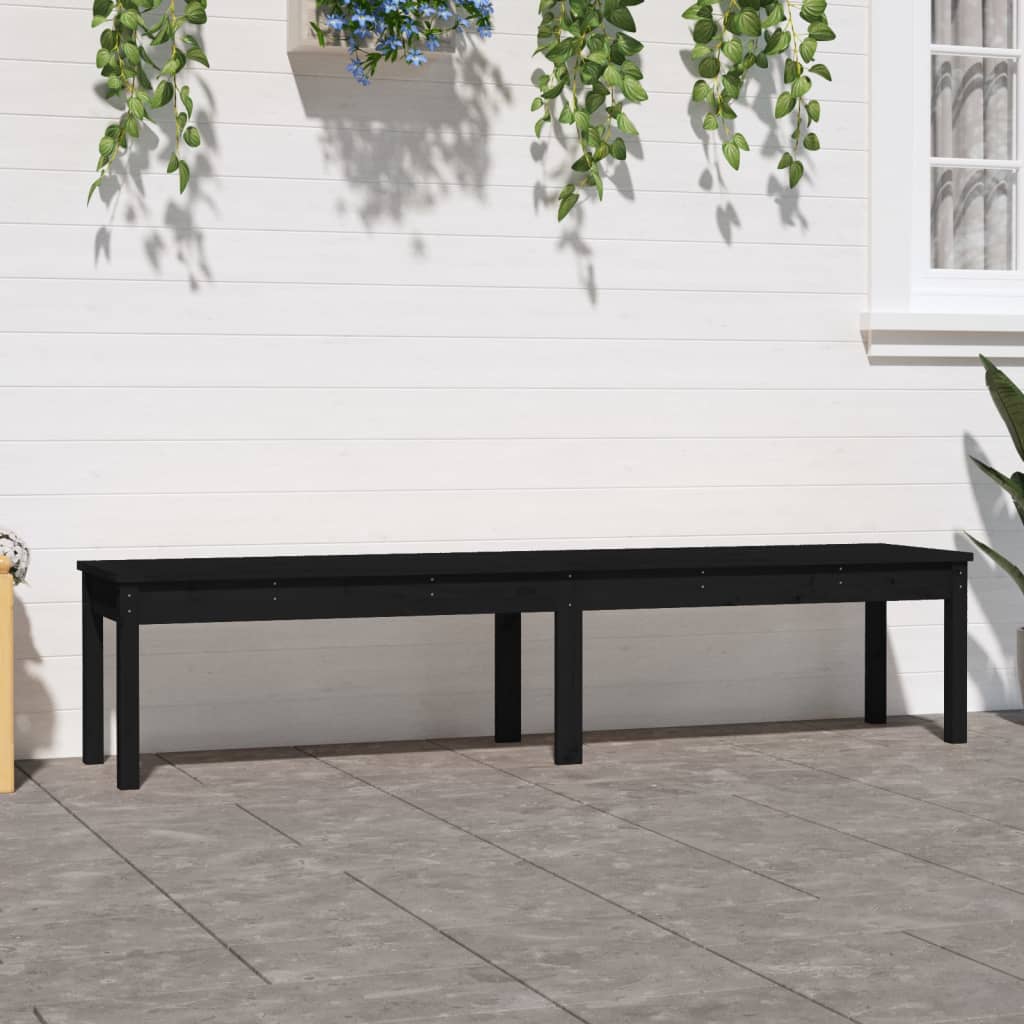 foto del prodotto panca giardino 2 posti nera 203,5x44x45cm legno massello pinocod mxl 109588
