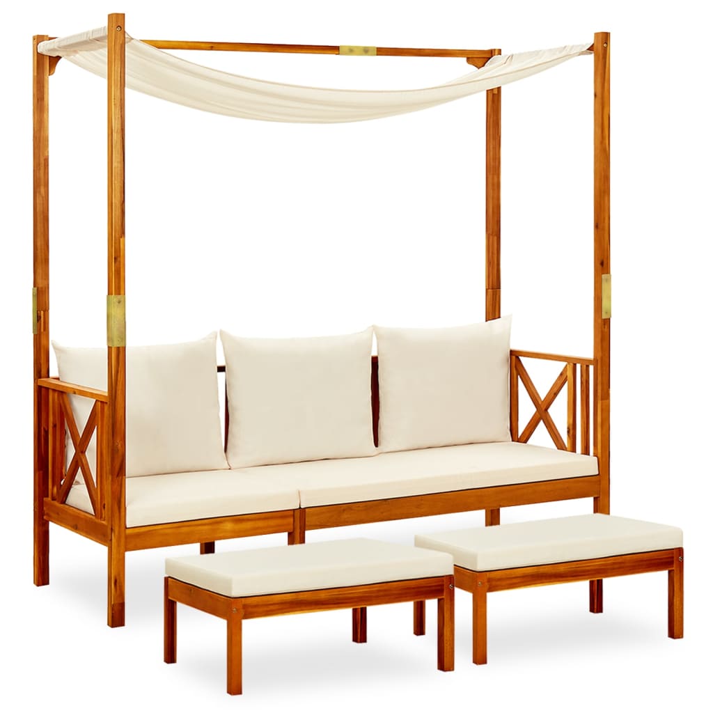 foto del prodotto panca giardino con baldacchino e poggiapiedi massello di acacia cod mxl 45738