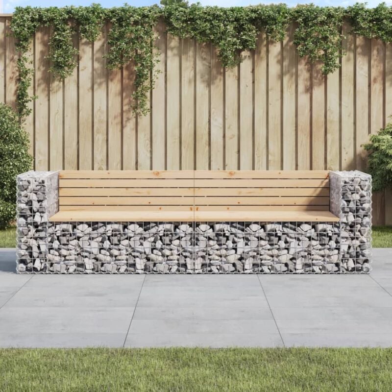 foto del prodotto panca giardino design gabbione 244x71x65,5 cm massello di pinocod mxl 117777