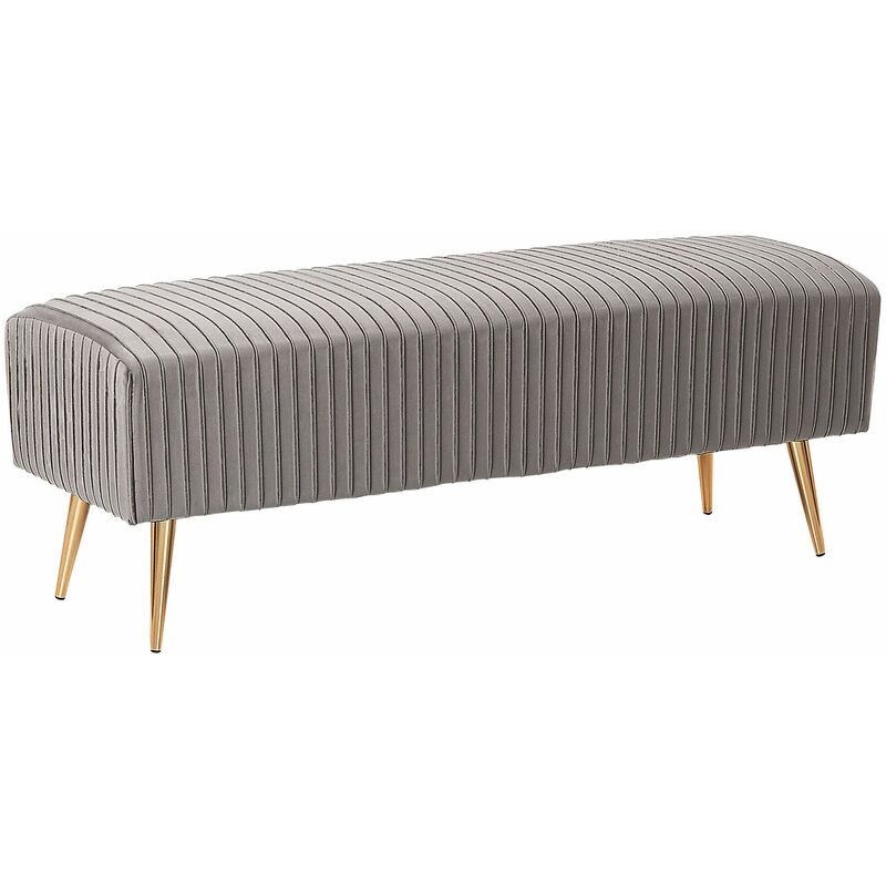 foto del prodotto panca grigio velluto imbottito gambe in metallo dorato 118 cm glamour soggiorno camera da letto corridoio
