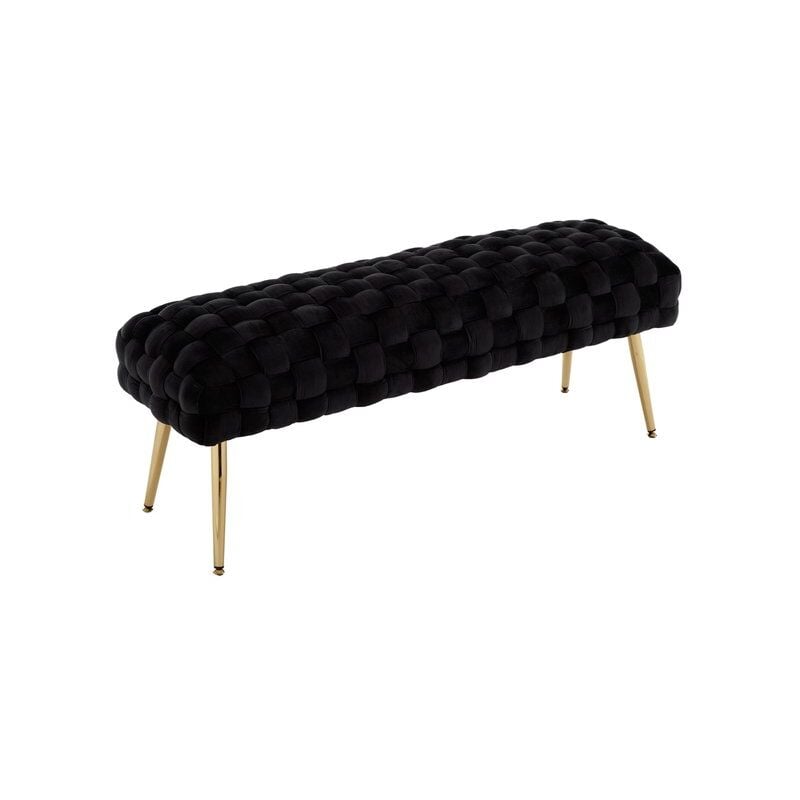 foto del prodotto panca imbottita fondo letto in velluto panchina ingresso moderna con gambe dorate cassapanca, nero, 120cm, wahson