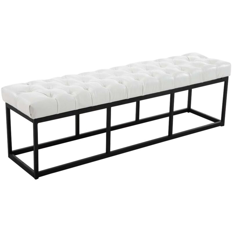 foto del prodotto panca imbottita rivestita 150 cm con gambe in metallo nero pvc bianco 100003632
