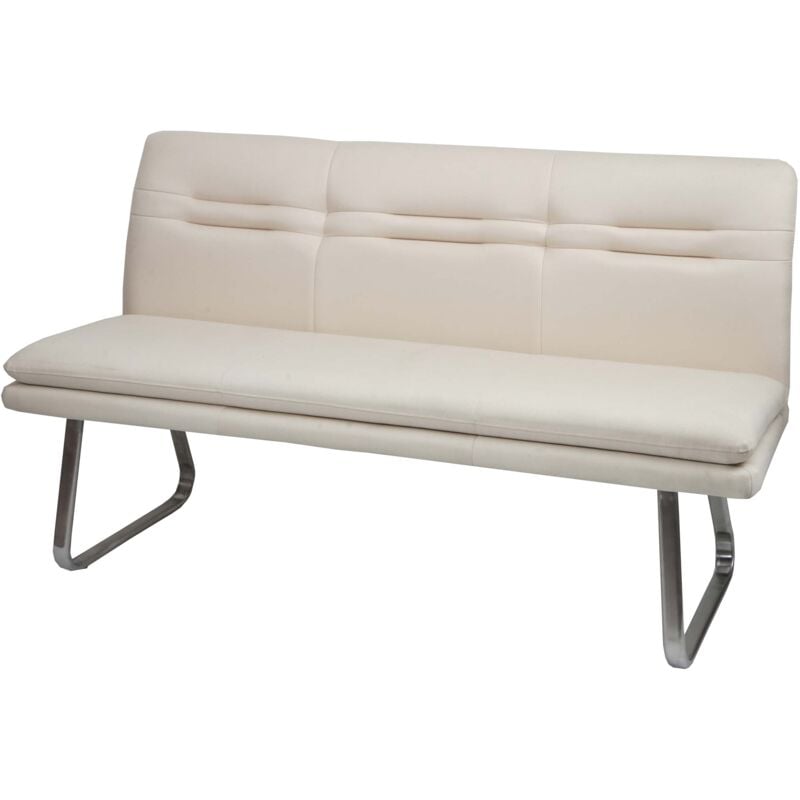 foto del prodotto panca imbottita soggiorno da interni sala da pranzo hhg 911 tessuto acciaio inox avorio beige 160cm