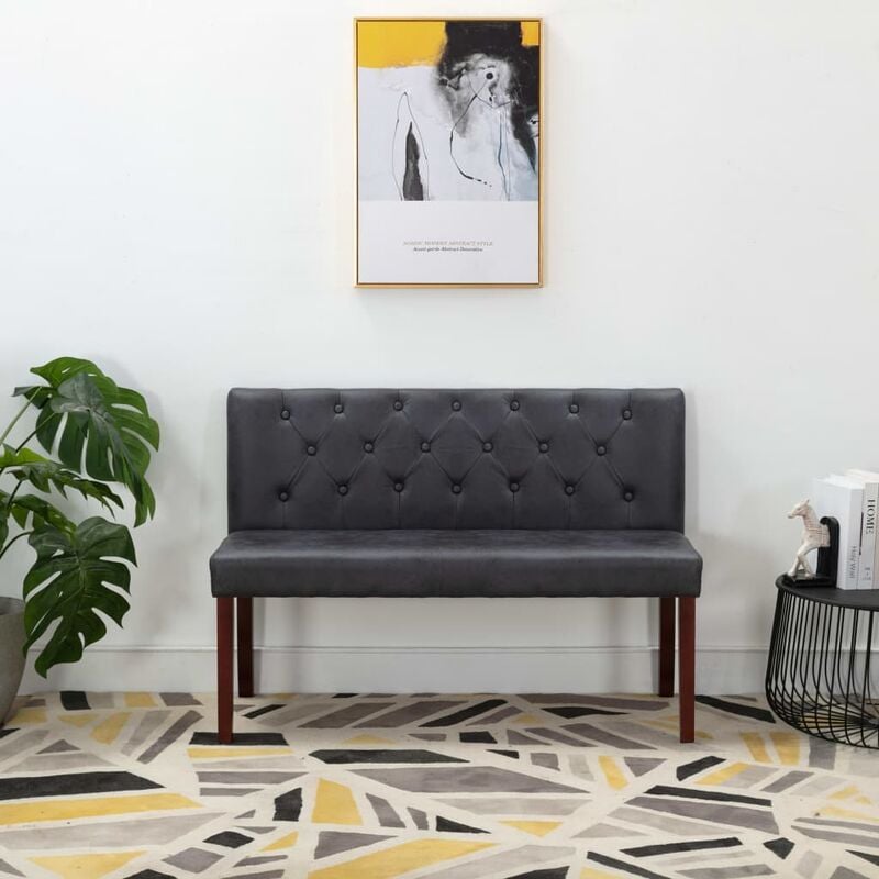 foto del prodotto panca in ecopelle scamosciata grigio design elegante vari dimensioni dimensioni : 120 x 52 x 84.5 cm