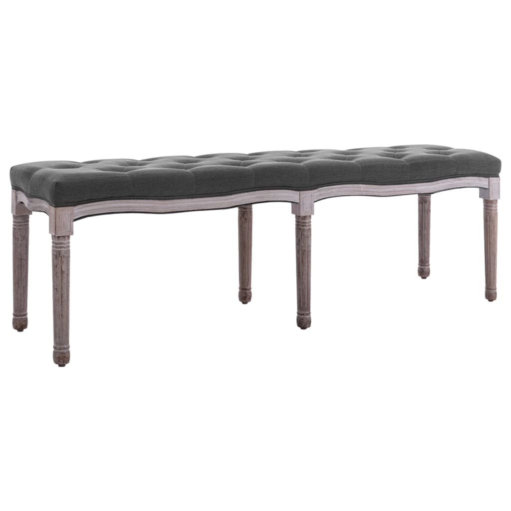 foto del prodotto panca in lino e legno massello 150x40x48 cm grigio scuro cod mxl 42918