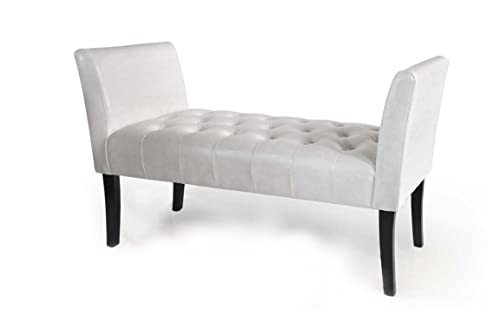 foto del prodotto panca in similpelle con gambe nere 111 x 40 x 60 cm in colore bianco