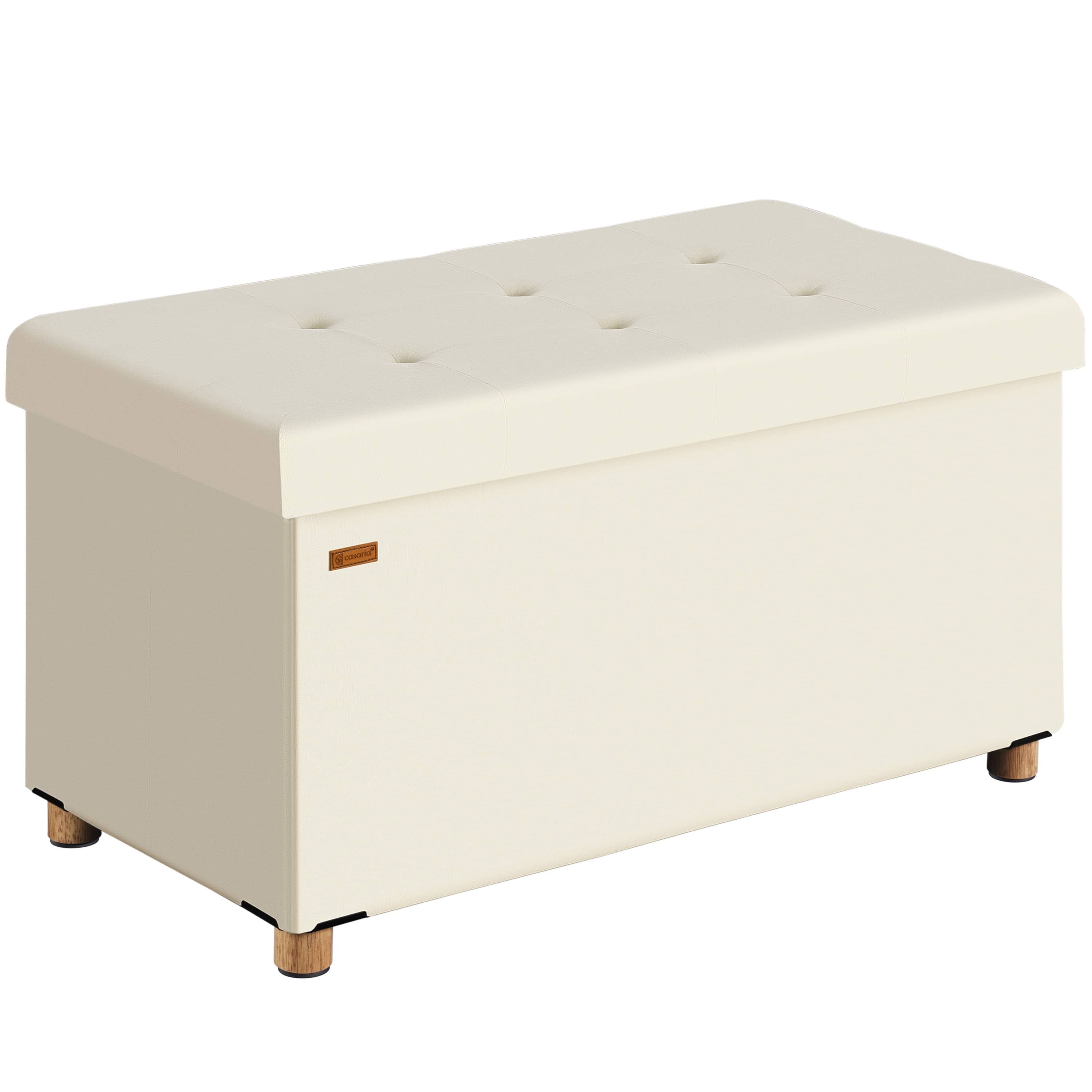 foto del prodotto panca in velluto beige 76x38x42cm pieghevole con spazio di archiviazione