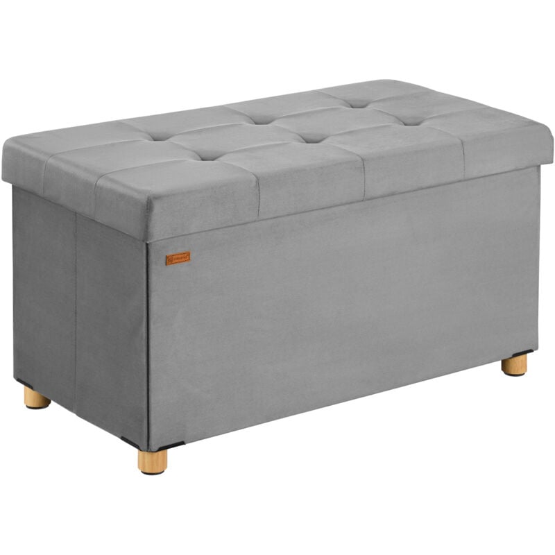 foto del prodotto panca in velluto grigio 76x38x42cm pieghevole con spazio di