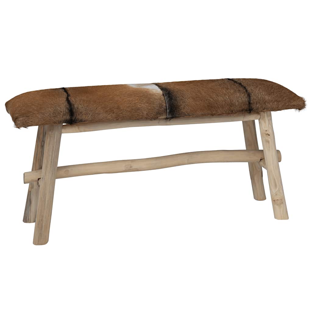 foto del prodotto panca in vera pelle e teak cod mxl 49951