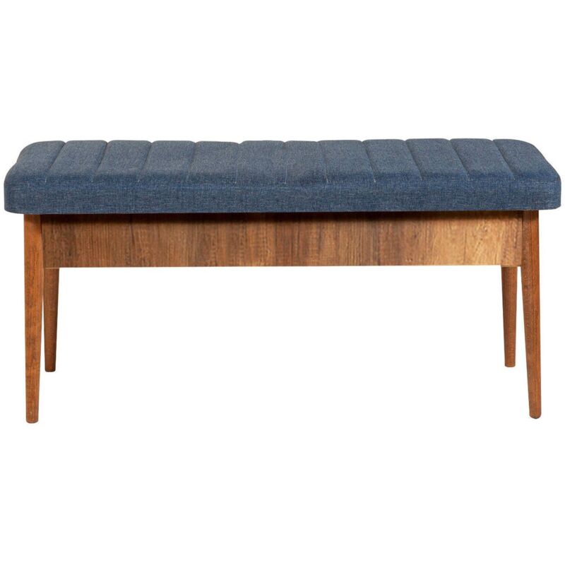 foto del prodotto panca muliphein, panchina multiuso, seduta per ospiti, cassapanca multifunzione, 110x40 h48 cm, noce e blu dmora