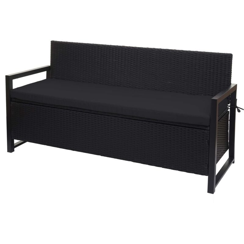 foto del prodotto panca panca con vano portaoggetti 3 posti in polyrattan antracite cuscino nero 040005800