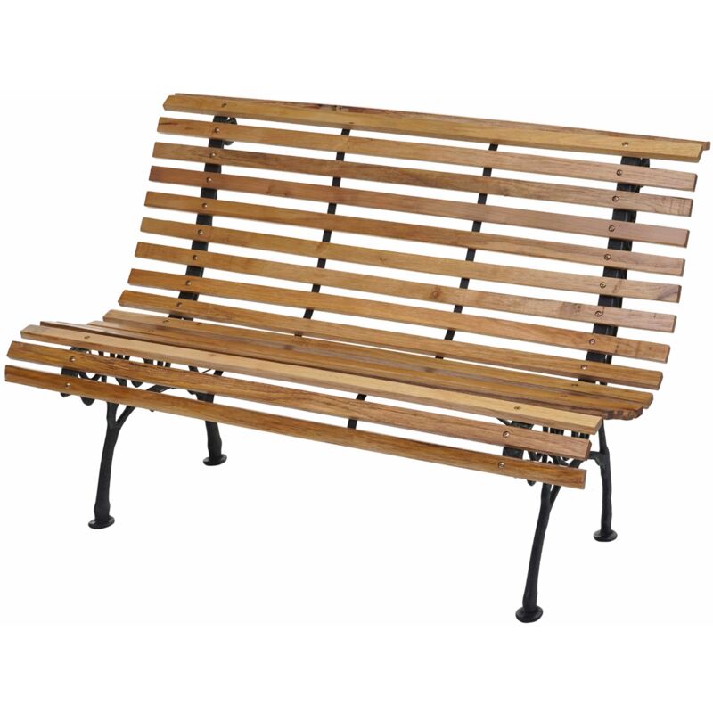 foto del prodotto panca panchina giardino esterno terrazza elegante hhg 695 legno ghisa 2 posti 122cm legno chiaro