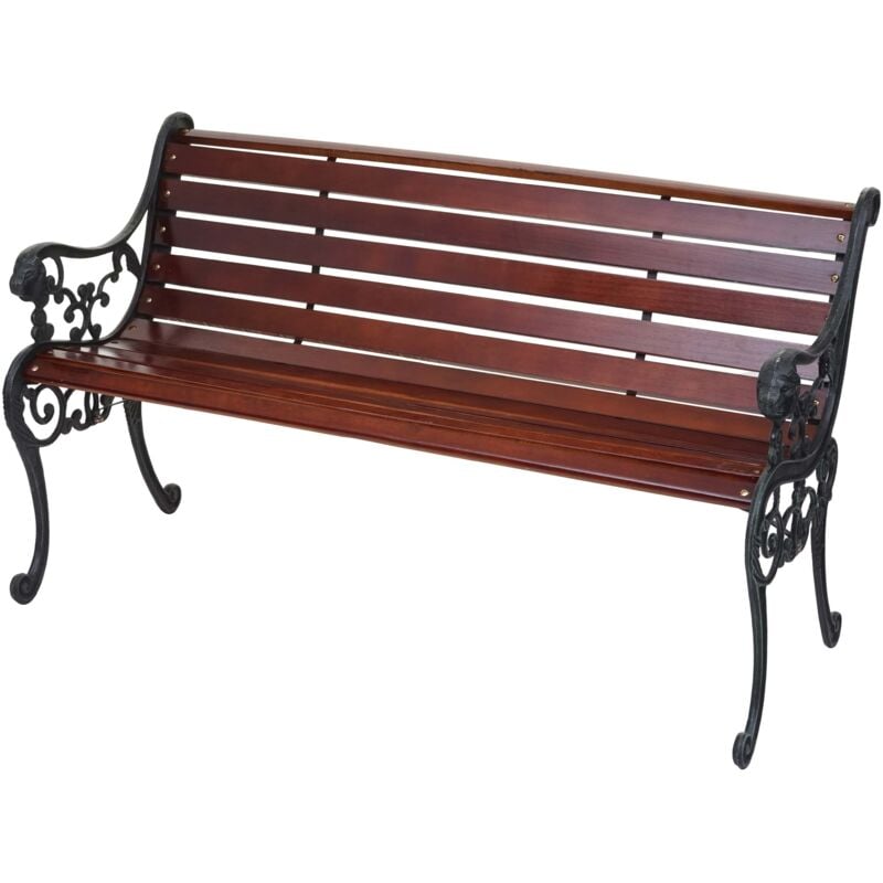 foto del prodotto panca panchina giardino esterno terrazza elegante hhg 707 legno ghisa 2 posti 125cm legno scuro