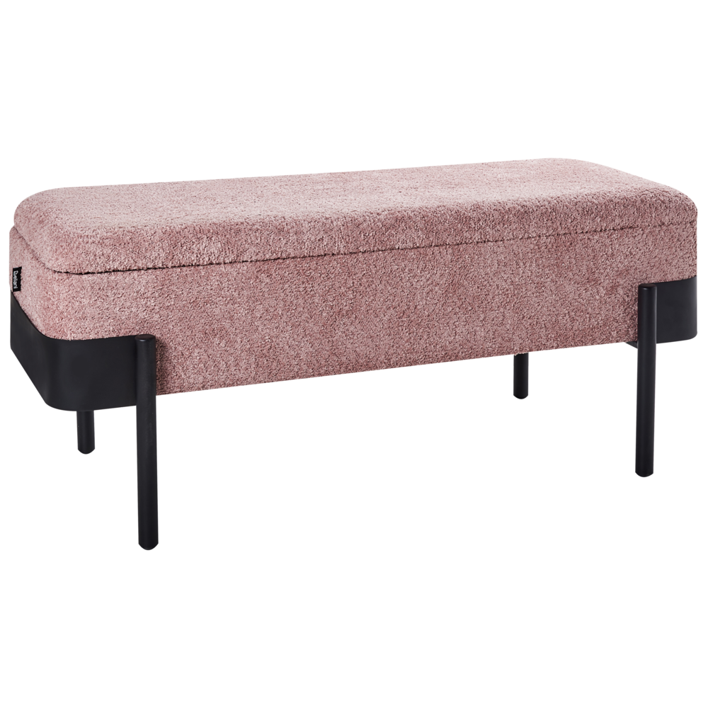 foto del prodotto panca per la camera da letto in tessuto poliestere rosa rivestimento gambe nere design cottage mobili per il soggiorno in tinta unita