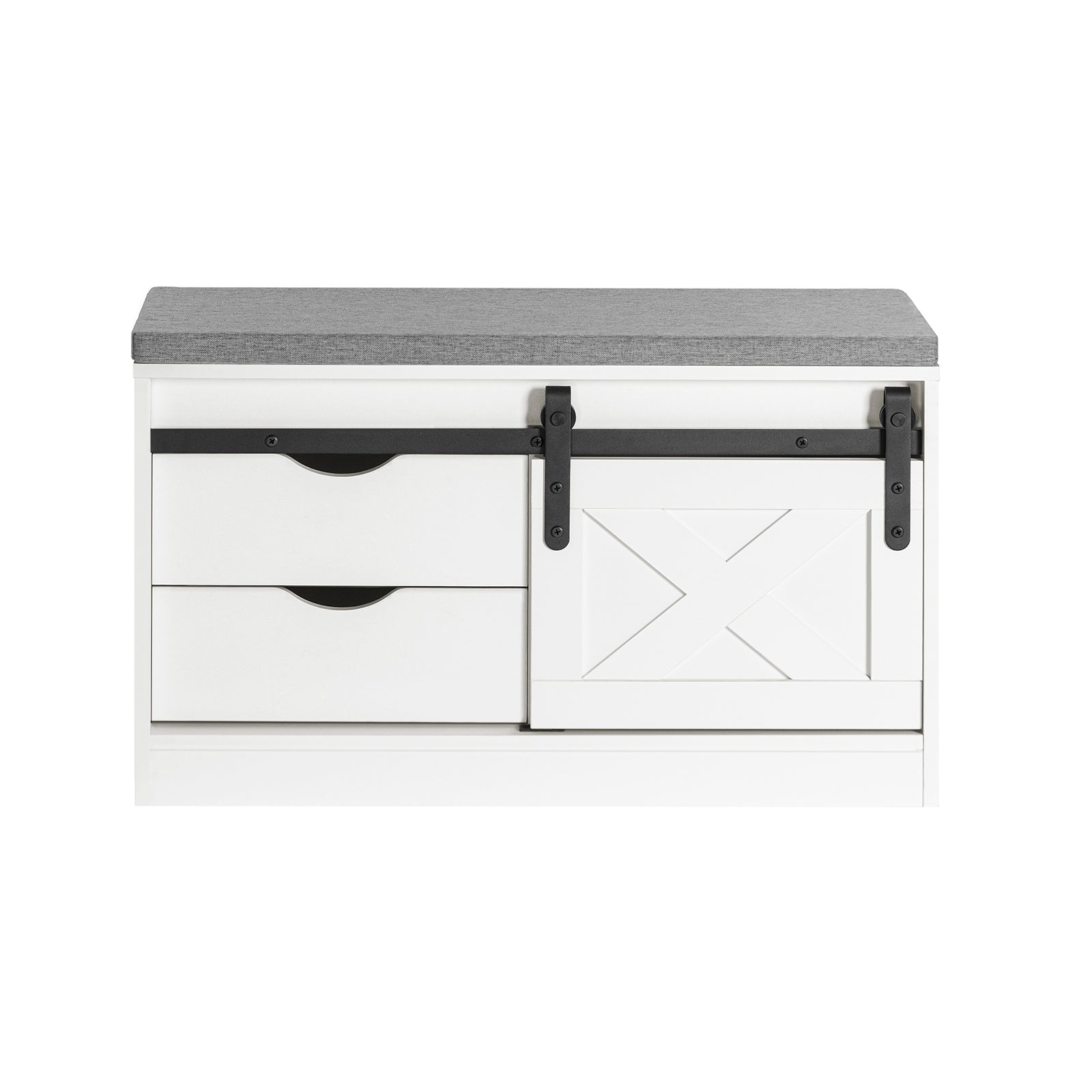 foto del prodotto panca per scarpe con sedile scarpiera da ingresso con ante scorrevoli 80x30x49cm fsr153 w
