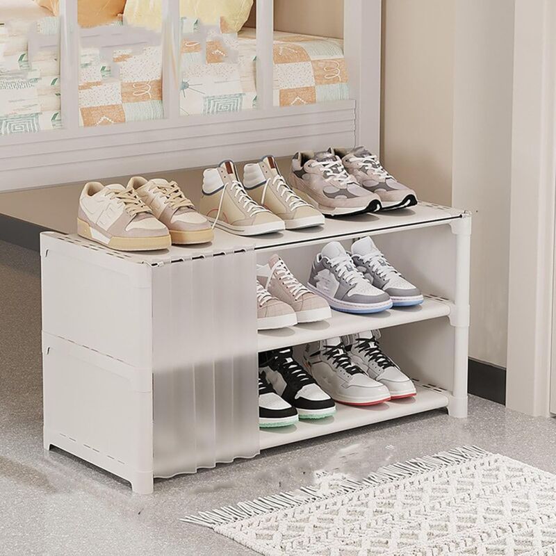 foto del prodotto panca per scarpe, organizer per scarpe a 3 ripiani per ingresso sottoletto, portascarpe, ripiani per scarpe indipendenti, portascarpe