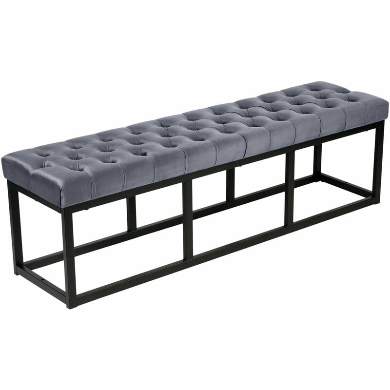 foto del prodotto panca polson velluto nero grigio 150 cm