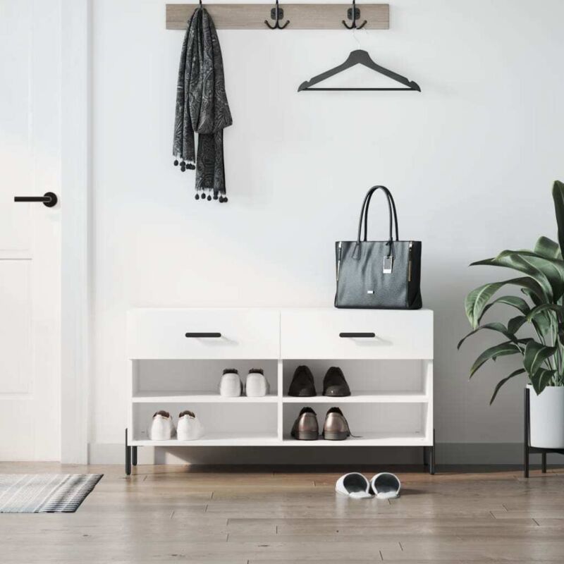 foto del prodotto panca porta scarpe bianca 102x35x55 cm in legno multistratocod mxl 103497