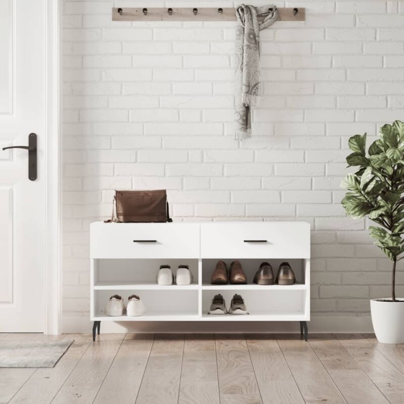 foto del prodotto panca porta scarpe bianca 102x35x55 cm in legno multistratocod mxl 79596
