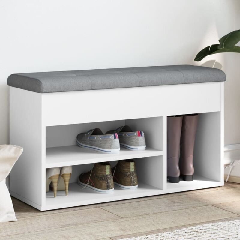 foto del prodotto panca porta scarpe bianca 82x32x45,5 cm in legno multistrato vidaxl
