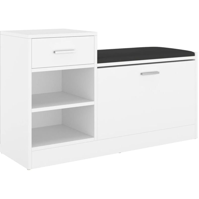 foto del prodotto panca porta scarpe bianca 94,5x31x57 cm in legno multistrato vidaxl