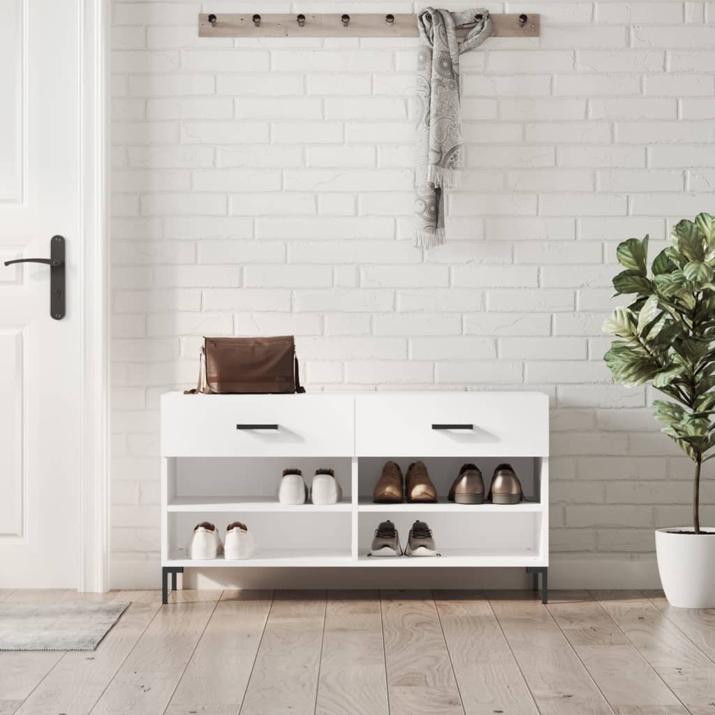 foto del prodotto panca porta scarpe bianco lucido 102x35x55 cm legno multistratocod mxl 80035