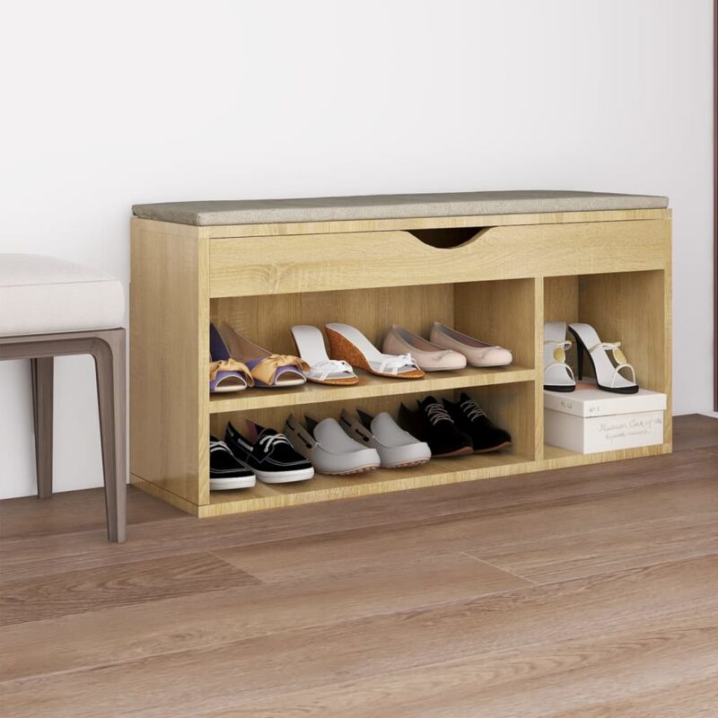 foto del prodotto panca porta scarpe cuscino rovere sonoma 104x30x49 multistrato vidaxl