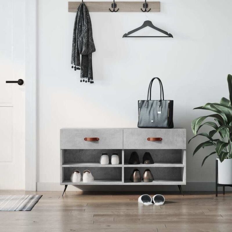 foto del prodotto panca porta scarpe grigio cemento 102x35x55cm legno multistrato vidaxl