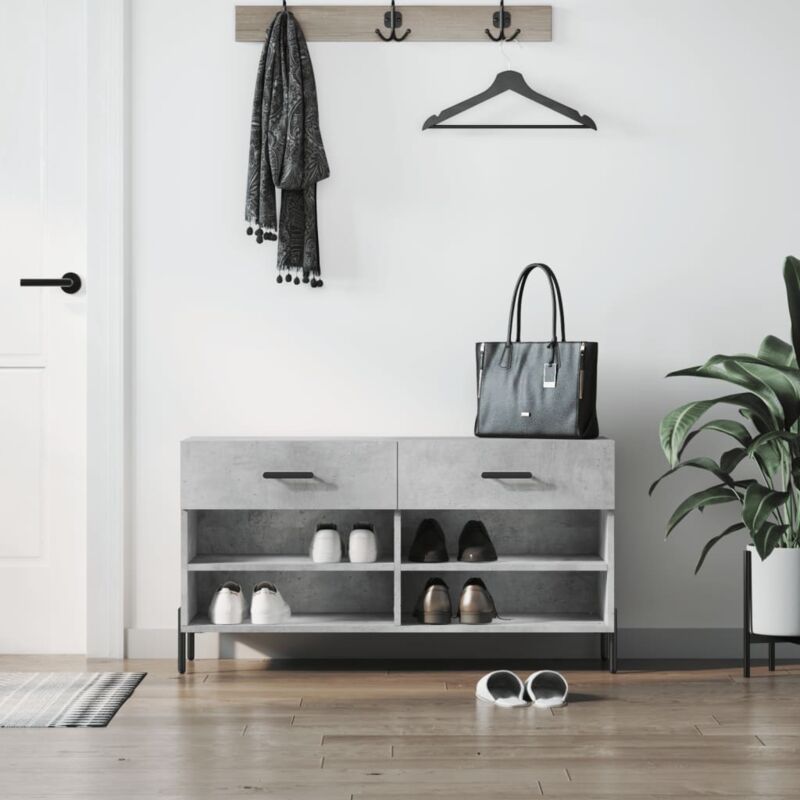 foto del prodotto panca porta scarpe grigio cemento 102x35x55cm legno multistrato vidaxl