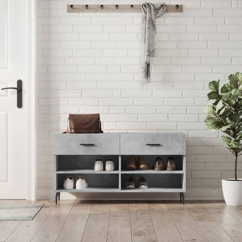 foto del prodotto panca porta scarpe grigio cemento 102x35x55cm legno multistrato vidaxl