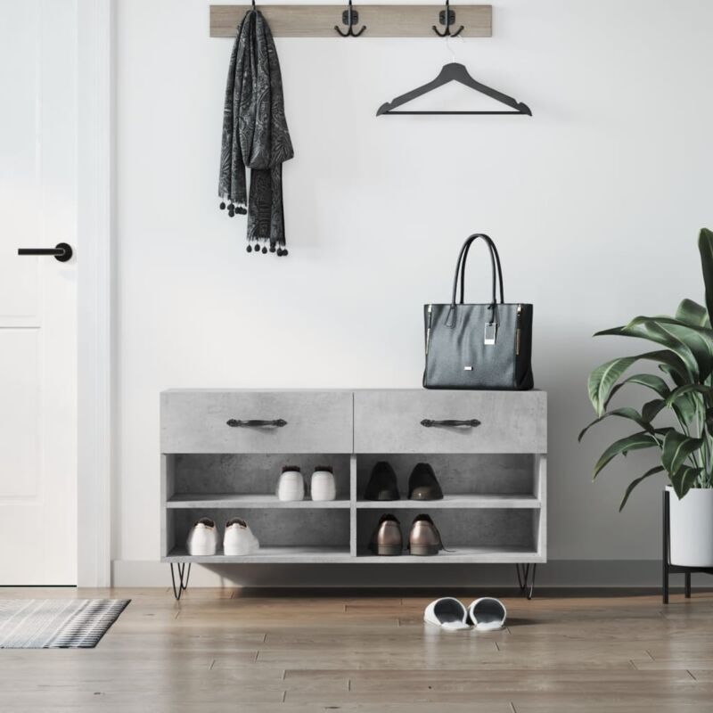 foto del prodotto panca porta scarpe grigio cemento 102x35x55cm legno multistratocod mxl 103959
