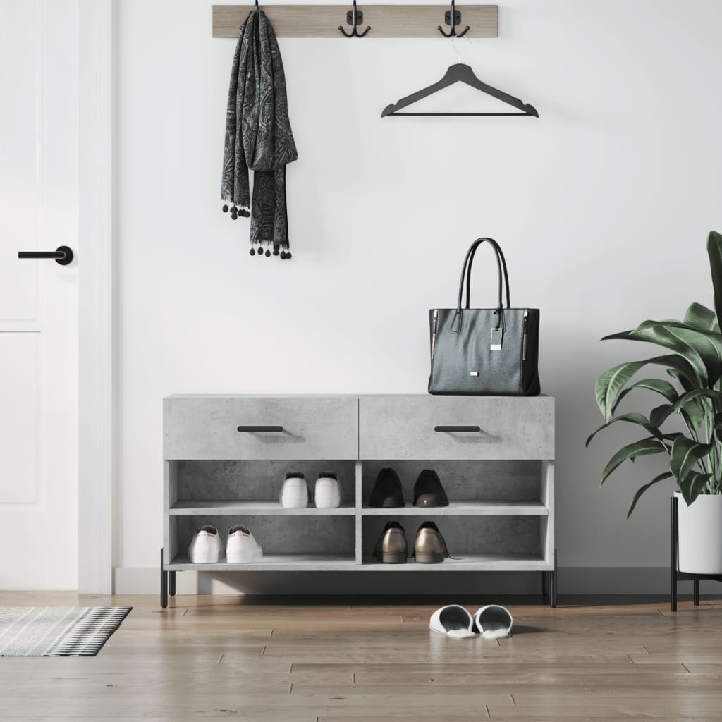 foto del prodotto panca porta scarpe grigio cemento 102x35x55cm legno multistratocod mxl 127896