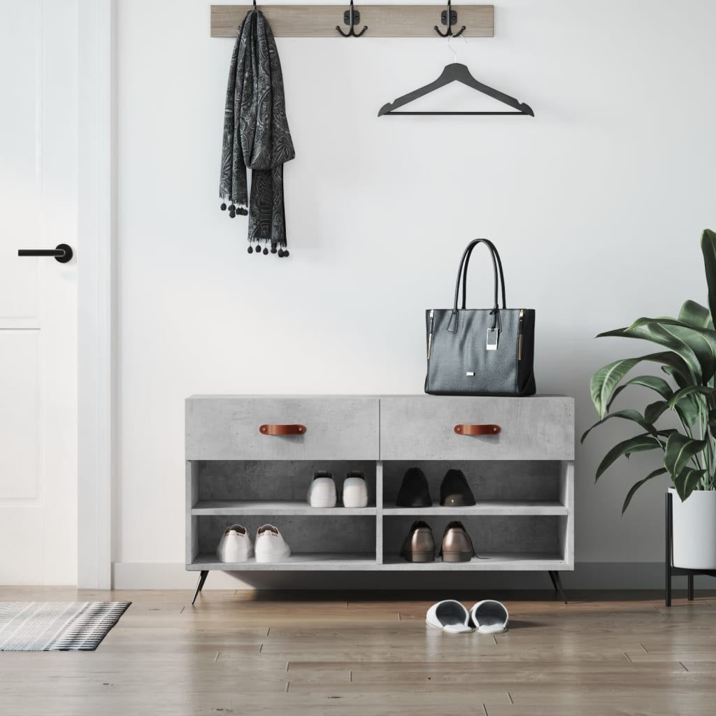 foto del prodotto panca porta scarpe grigio cemento 102x35x55cm legno multistratocod mxl 128395