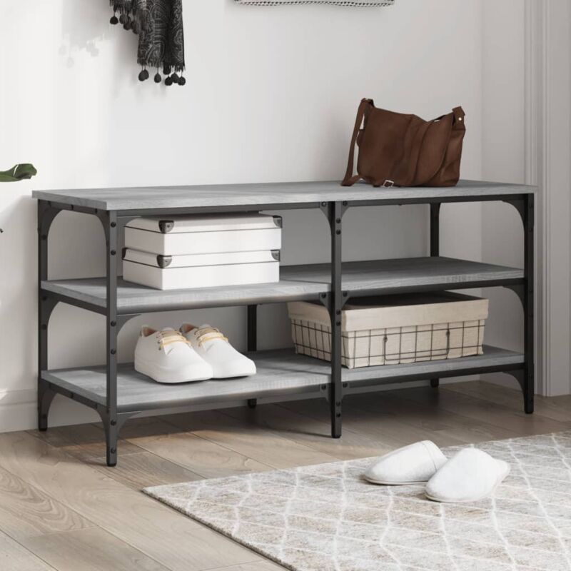 foto del prodotto panca porta scarpe grigio sonoma 100x38,5x49 legno multistrato vidaxl