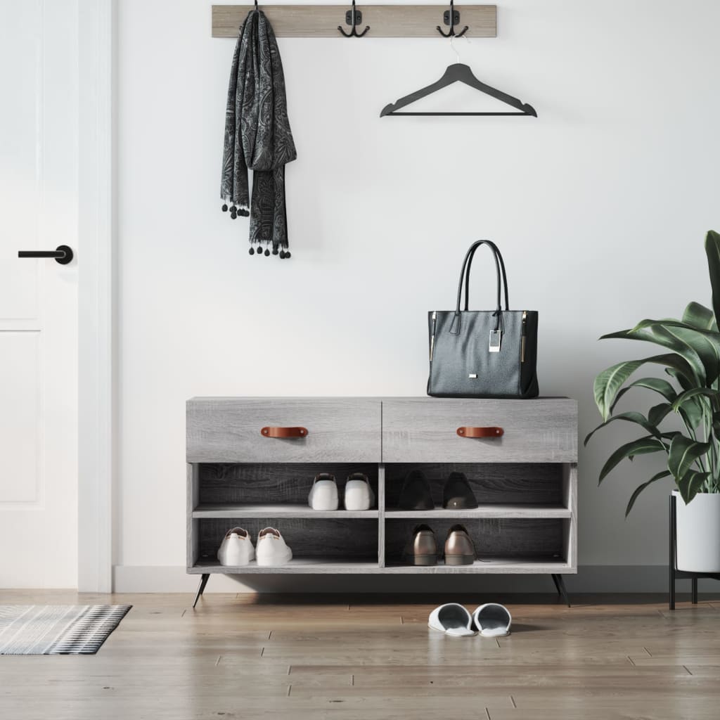 foto del prodotto panca porta scarpe grigio sonoma 102x35x55 cm legno multistratocod mxl 81438