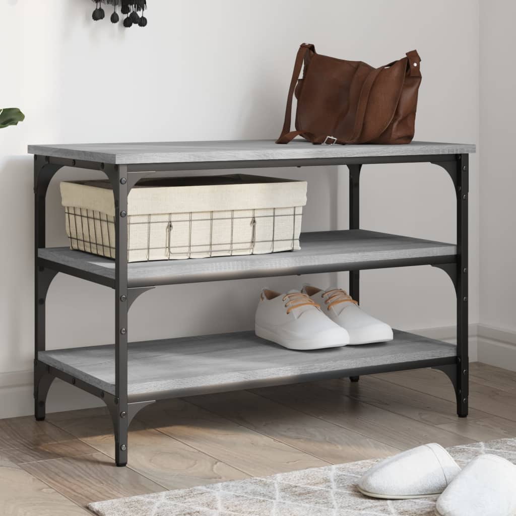 foto del prodotto panca porta scarpe grigio sonoma 70x38,5x49cm legno multistrato