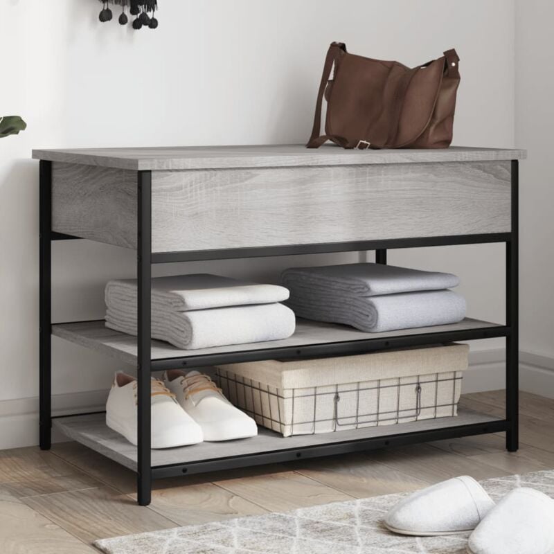foto del prodotto panca porta scarpe grigio sonoma 70x42,5x50cm legno multistrato vidaxl