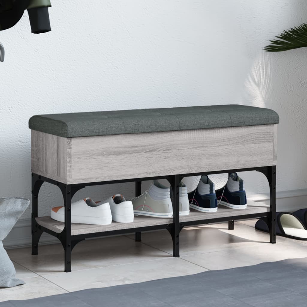 foto del prodotto panca porta scarpe grigio sonoma 82x32x45 cm legno multistratocod mxl 109654