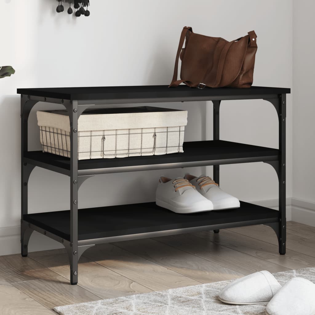 foto del prodotto panca porta scarpe nera 70x38,5x49 cm in legno multistratocod mxl 86105