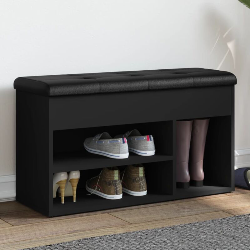 foto del prodotto panca porta scarpe nera 82x32x45,5 cm in legno multistrato vidaxl