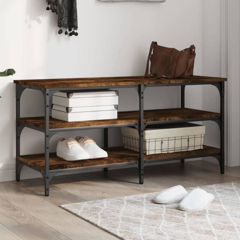 foto del prodotto panca porta scarpe rovere fumo 100x38,5x49cm legno multistratocod mxl 110232