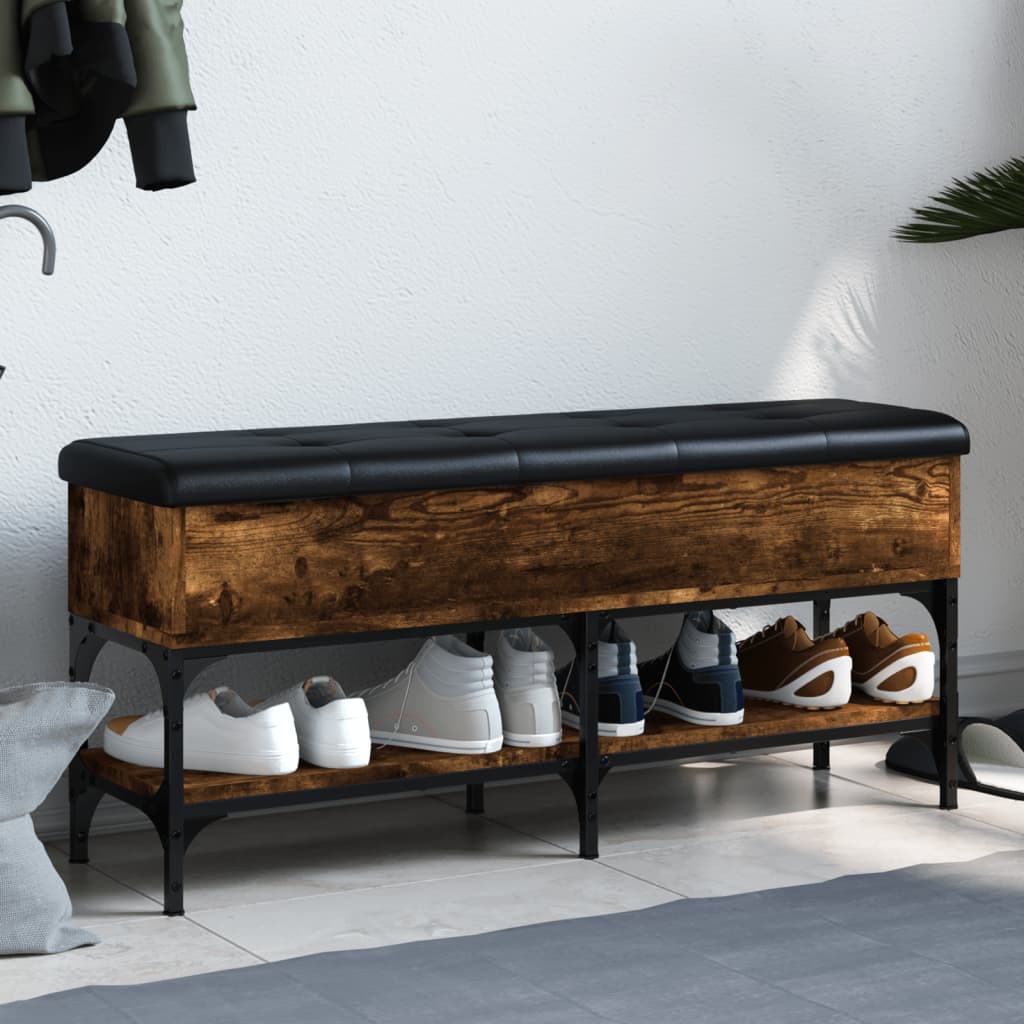 foto del prodotto panca porta scarpe rovere fumo 102x32x45cm in legno multistratocod mxl 133633