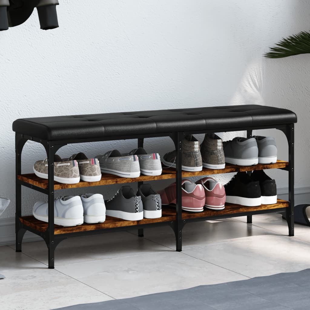 foto del prodotto panca porta scarpe rovere fumo 102x32x47cm in legno multistratocod mxl 133509