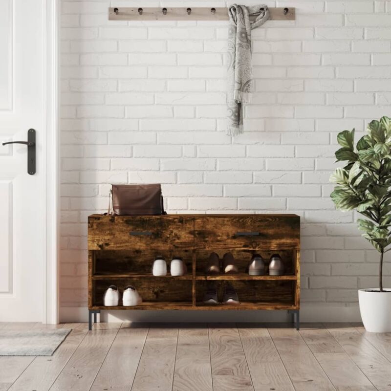 foto del prodotto panca porta scarpe rovere fumo 102x35x55 cm legno multistrato vidaxl marrone
