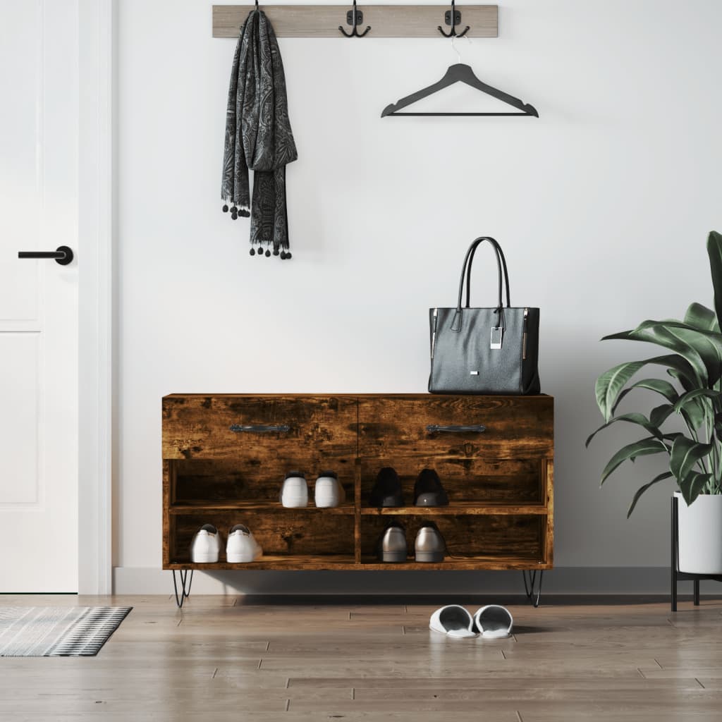 foto del prodotto panca porta scarpe rovere fumo 102x35x55 cm legno multistratocod mxl 81199