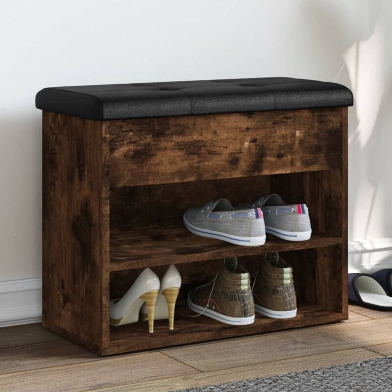 foto del prodotto panca porta scarpe rovere fumo 62x32x50 cm legno multistrato vidaxl